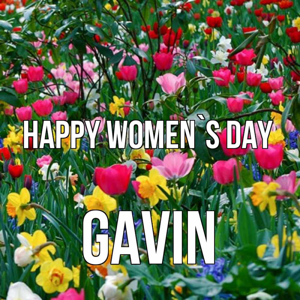 Greetings card с именем, Gavin happy women`s day с международным женским днем поздравления для женщины Greetings with text for free download 